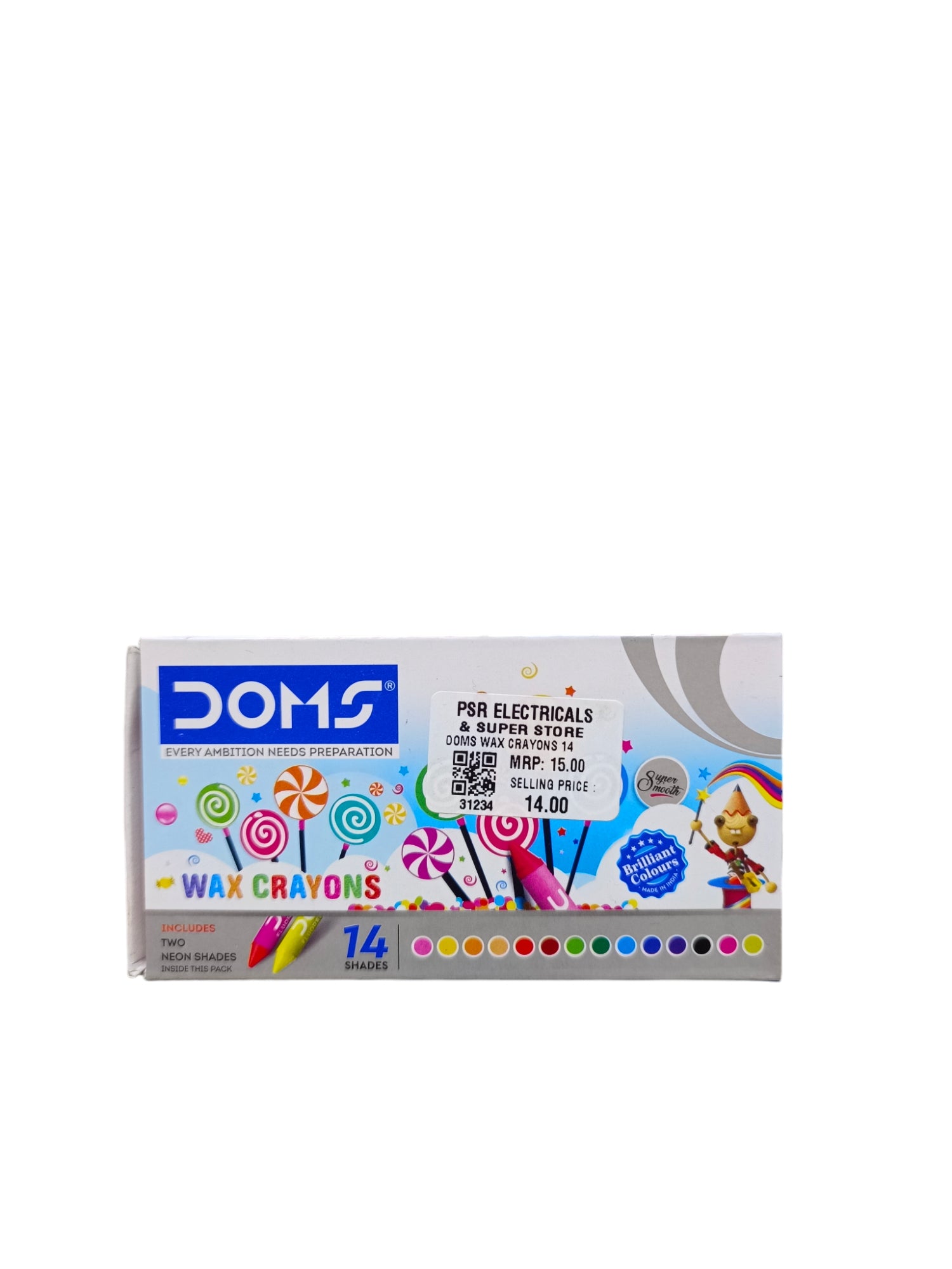 DOMS WAX CRAYONS 14 SHADES DOMS WAX CRAYONS 14 SHADES